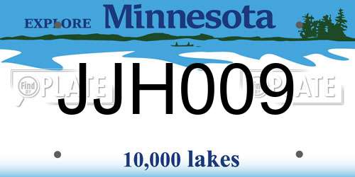 JJH009 Minnesota License Plate