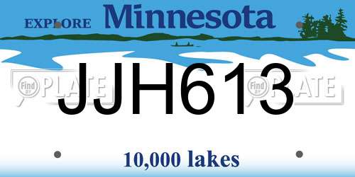 JJH613 Minnesota License Plate