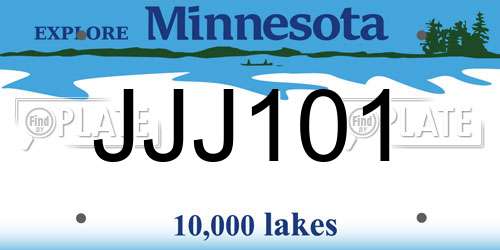 JJJ101 Minnesota License Plate
