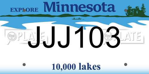 JJJ103 Minnesota License Plate