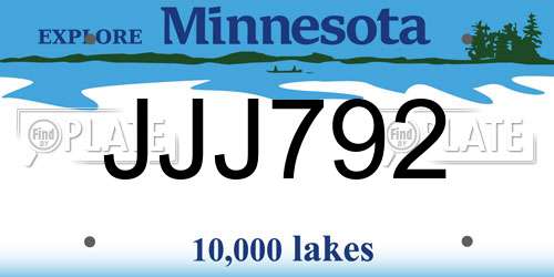 JJJ792 Minnesota License Plate