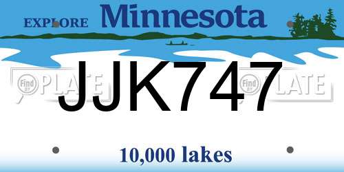 JJK747 Minnesota License Plate