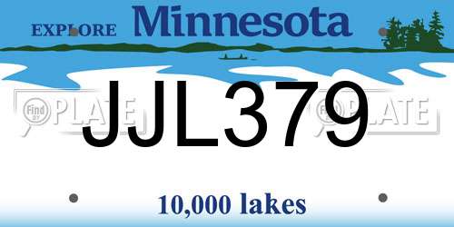 JJL379 Minnesota License Plate