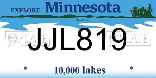 JJL819 Minnesota License Plate