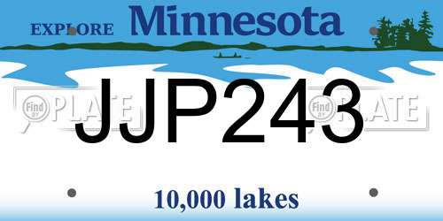 JJP243 Minnesota License Plate