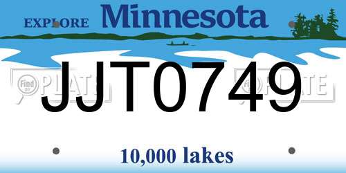 JJT0749 Minnesota License Plate