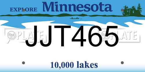 JJT465 Minnesota License Plate