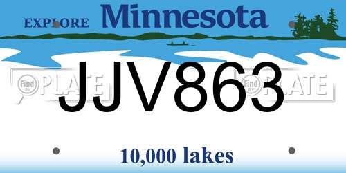 JJV863 Minnesota License Plate