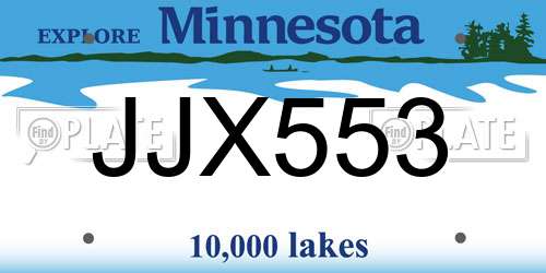 JJX553 Minnesota License Plate