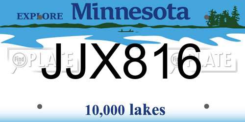 JJX816 Minnesota License Plate