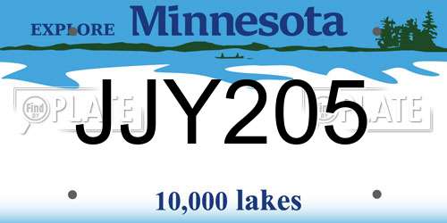 JJY205 Minnesota License Plate