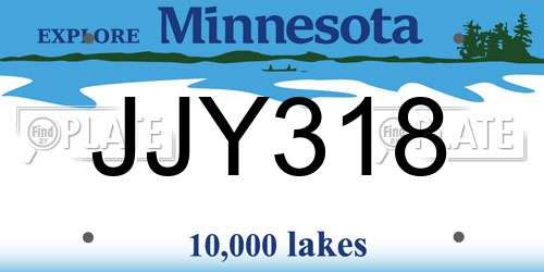 JJY318 Minnesota License Plate