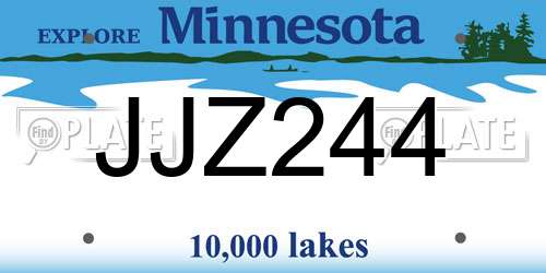 JJZ244 Minnesota License Plate