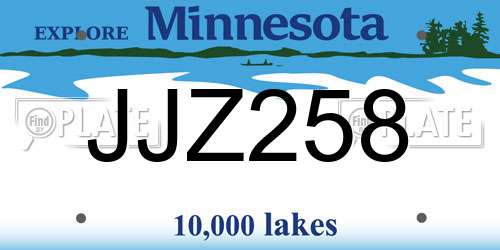 JJZ258 Minnesota License Plate
