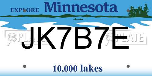 JK7B7E Minnesota License Plate