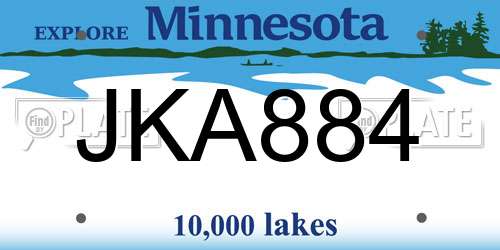 JKA884 Minnesota License Plate