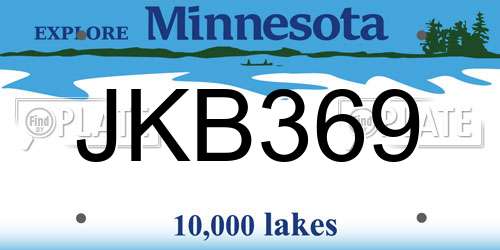 JKB369 Minnesota License Plate