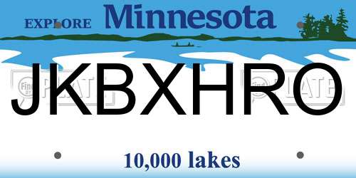 JKBXHRO Minnesota License Plate