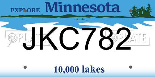 JKC782 Minnesota License Plate