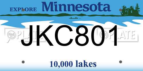 JKC801 Minnesota License Plate
