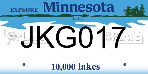 JKG017 Minnesota License Plate