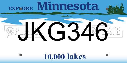 JKG346 Minnesota License Plate