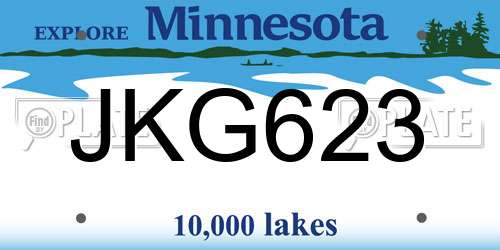 JKG623 Minnesota License Plate