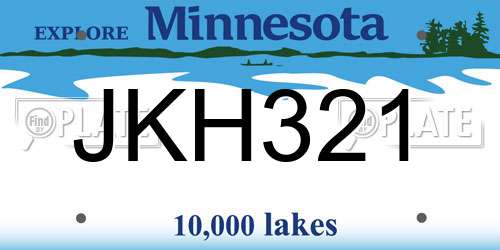 JKH321 Minnesota License Plate