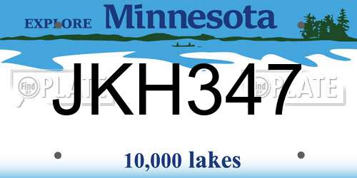 JKH347 Minnesota License Plate