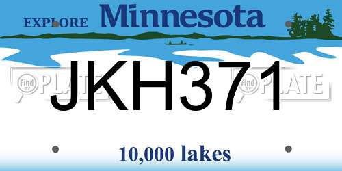 JKH371 Minnesota License Plate