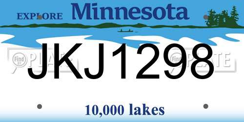 JKJ1298 Minnesota License Plate