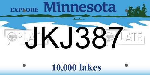 JKJ387 Minnesota License Plate