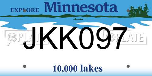 JKK097 Minnesota License Plate