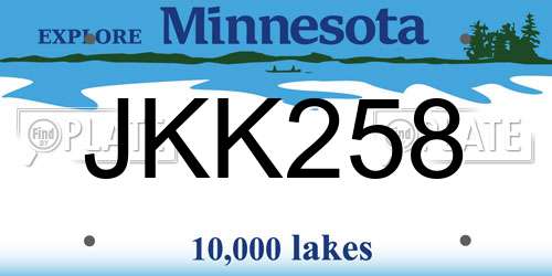 JKK258 Minnesota License Plate