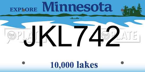 JKL742 Minnesota License Plate