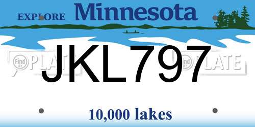 JKL797 Minnesota License Plate