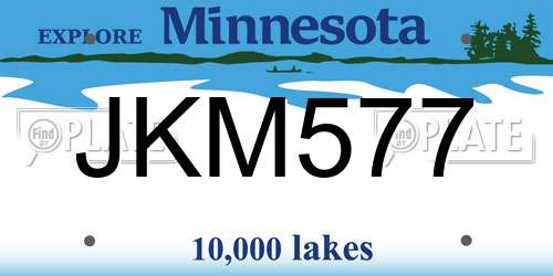 JKM577 Minnesota License Plate