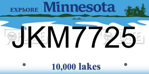 JKM7725 Minnesota License Plate
