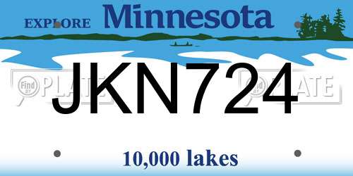 JKN724 Minnesota License Plate
