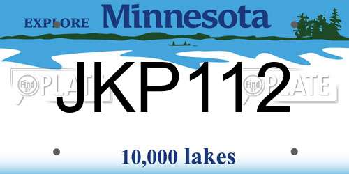 JKP112 Minnesota License Plate
