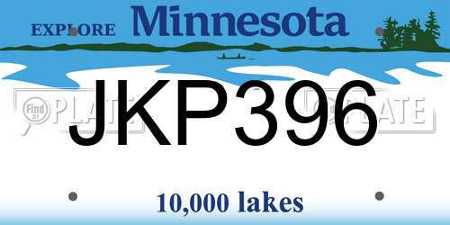 JKP396 Minnesota License Plate