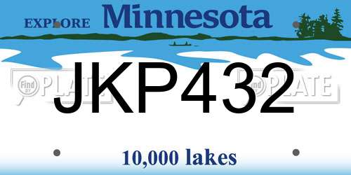 JKP432 Minnesota License Plate