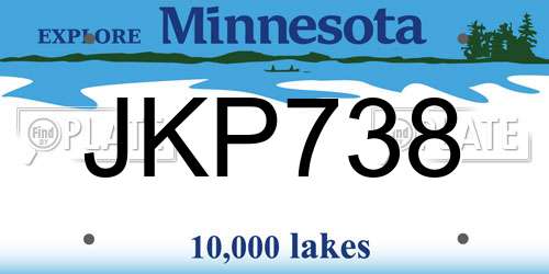 JKP738 Minnesota License Plate