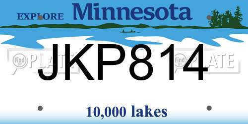 JKP814 Minnesota License Plate