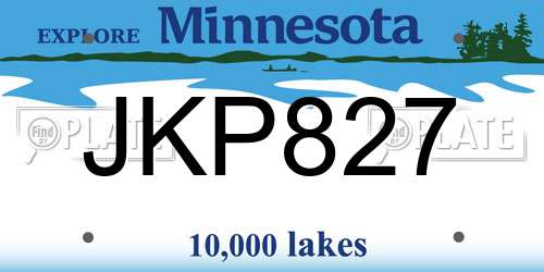 JKP827 Minnesota License Plate