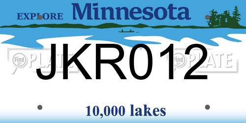 JKR012 Minnesota License Plate