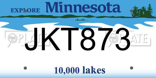 JKT873 Minnesota License Plate