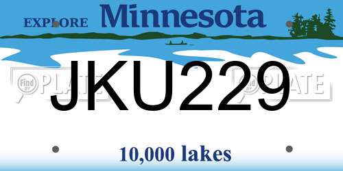 JKU229 Minnesota License Plate