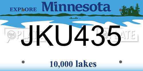 JKU435 Minnesota License Plate