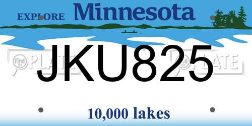 JKU825 Minnesota License Plate